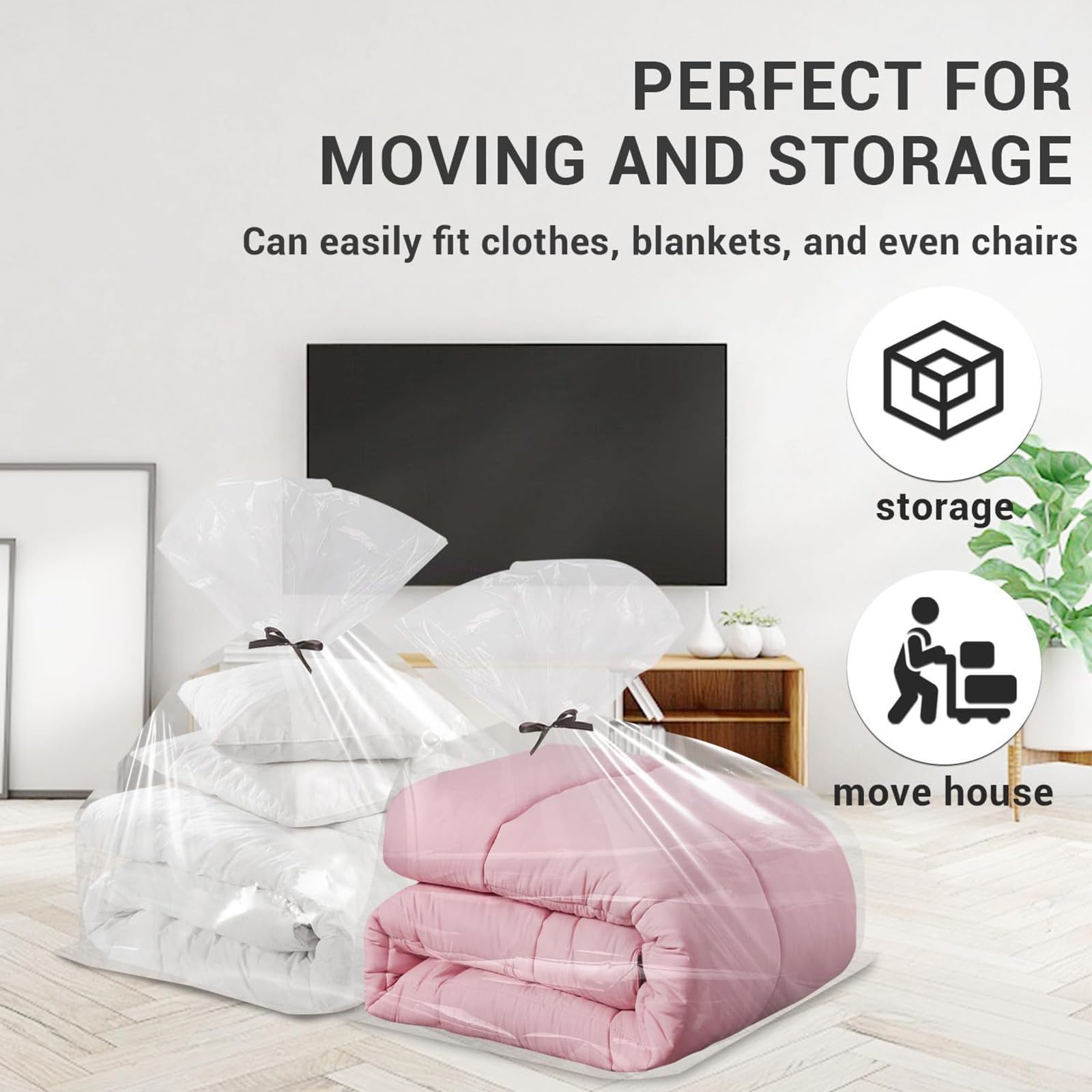 Extra Large Clear Plastic Storage Bags, 6 PCS 90 * 120CM Flat Plastic Storage Bags Dust bag - Image 4