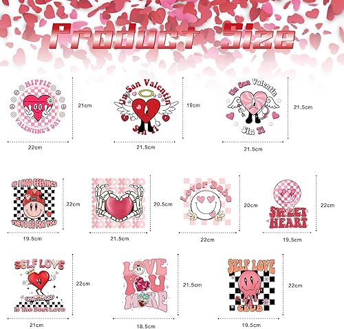 Miniatura 6 de 10 hojas de transferencia para planchar para ropa para el día de San Valentín, calcomanías de vinilo de transferencia de calor para el día de San