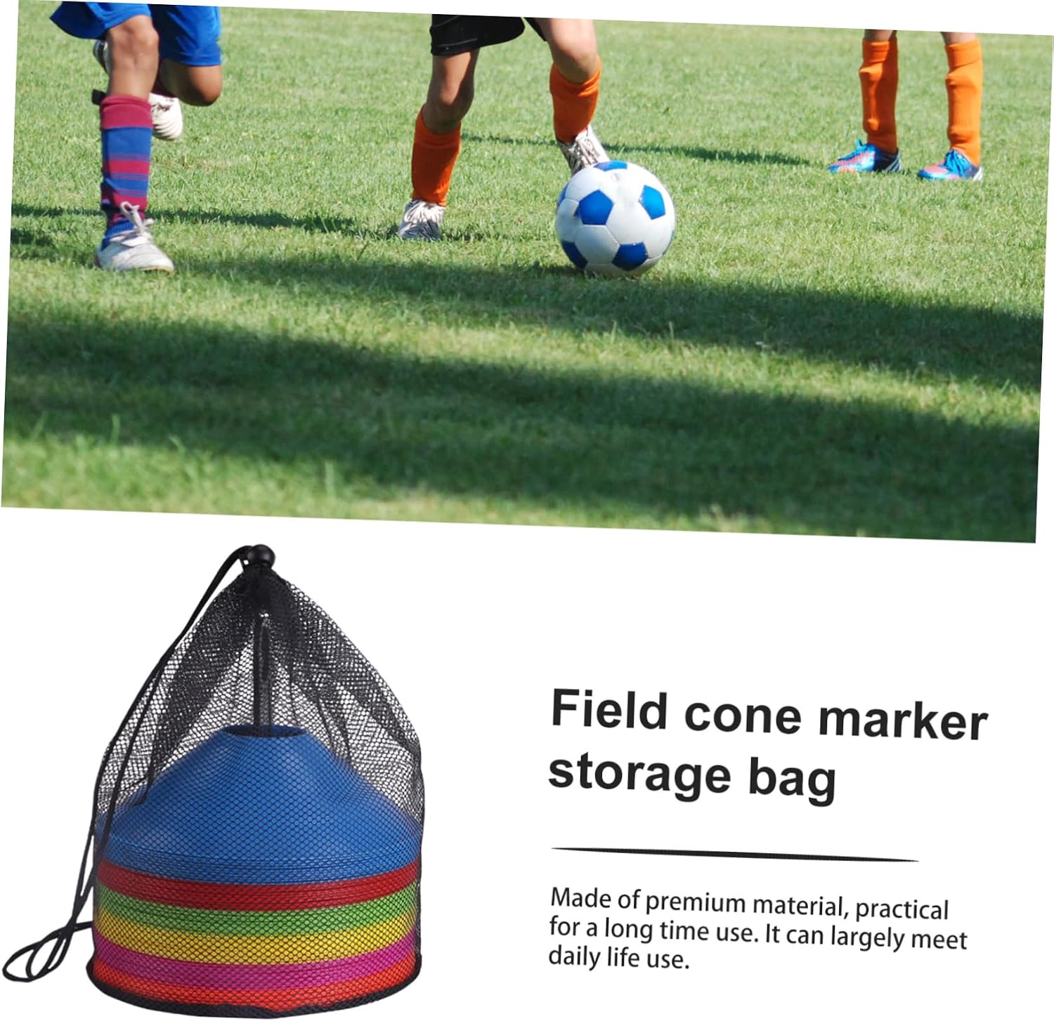 12pcs Mesh Drawstring Bag for Exercise Cones Portable Storage Pouch for Sports Equipment Gym Travel Hiking and Camping and Convenient Design