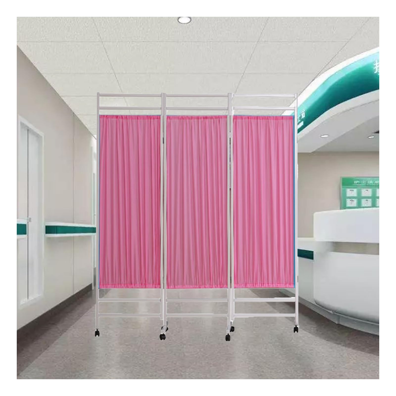 Séparateur d'urgence paravent médical à roulettes pliable 180 x 50 cm