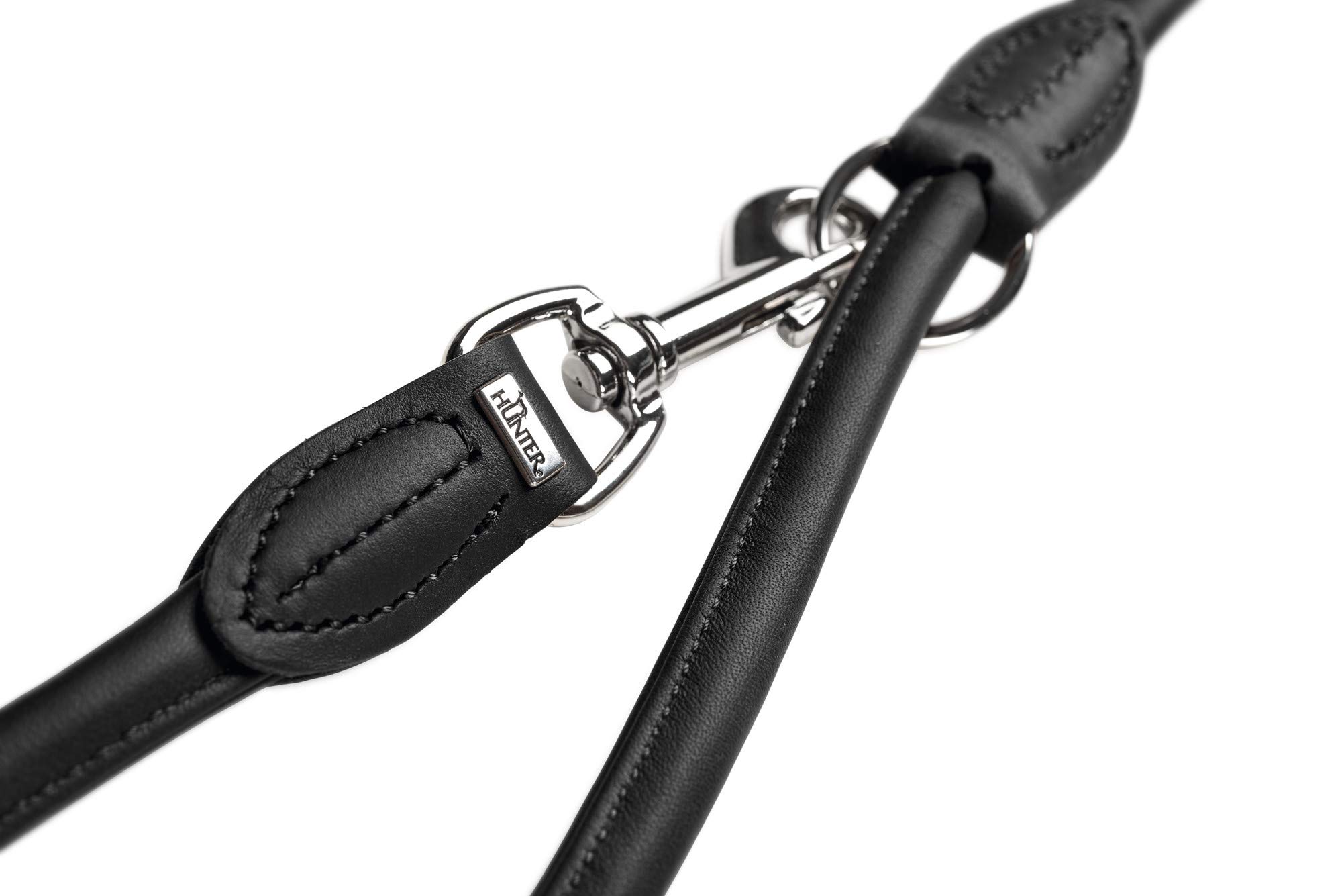HUNTER Guinzaglio regolabile per cani ROUND & SOFT in pelle 8/200 nero 8
