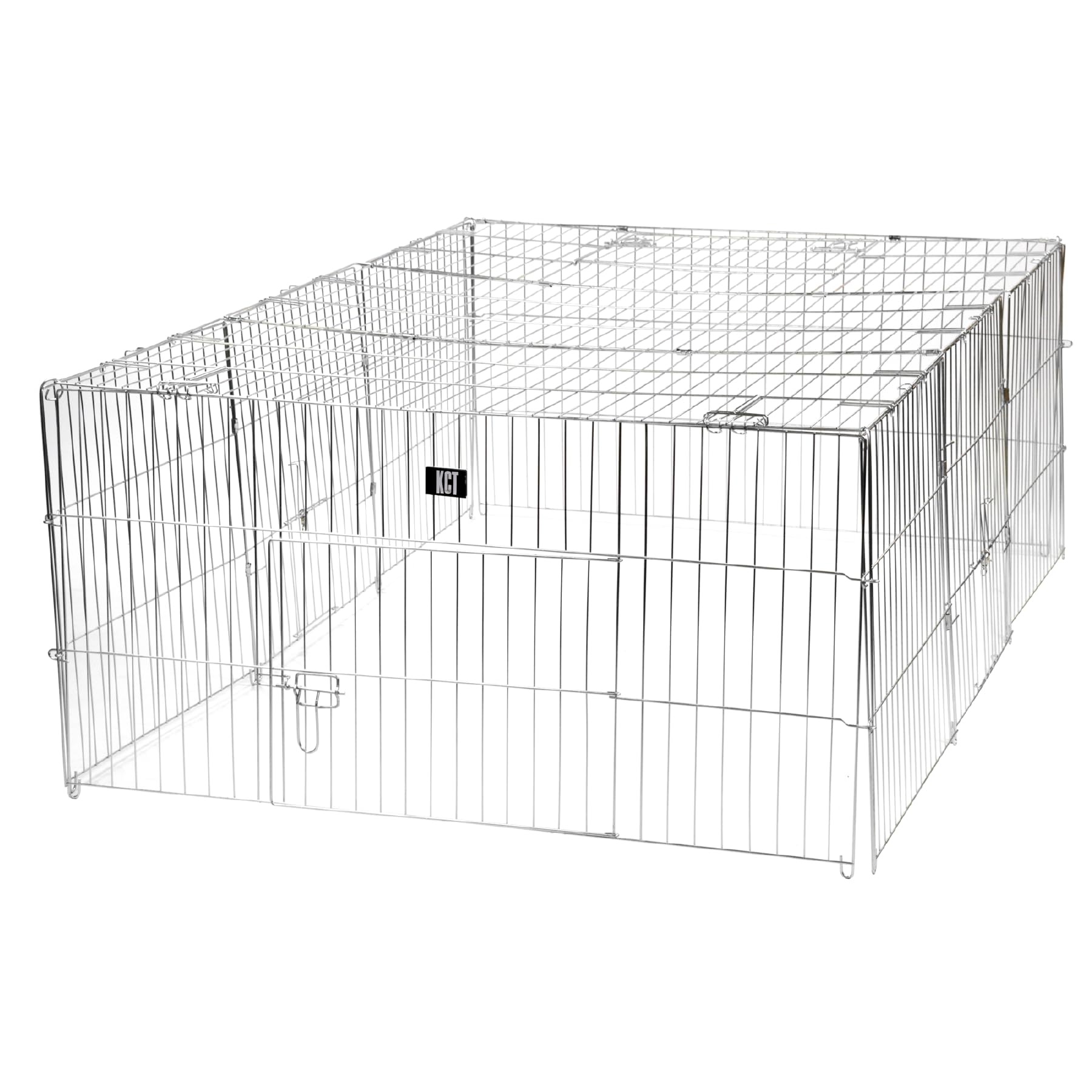 KCT Medium Enclosed Roof Folding Metal Pet Playpen Run for Dogs, Cats, Rabbits, Chickens and More