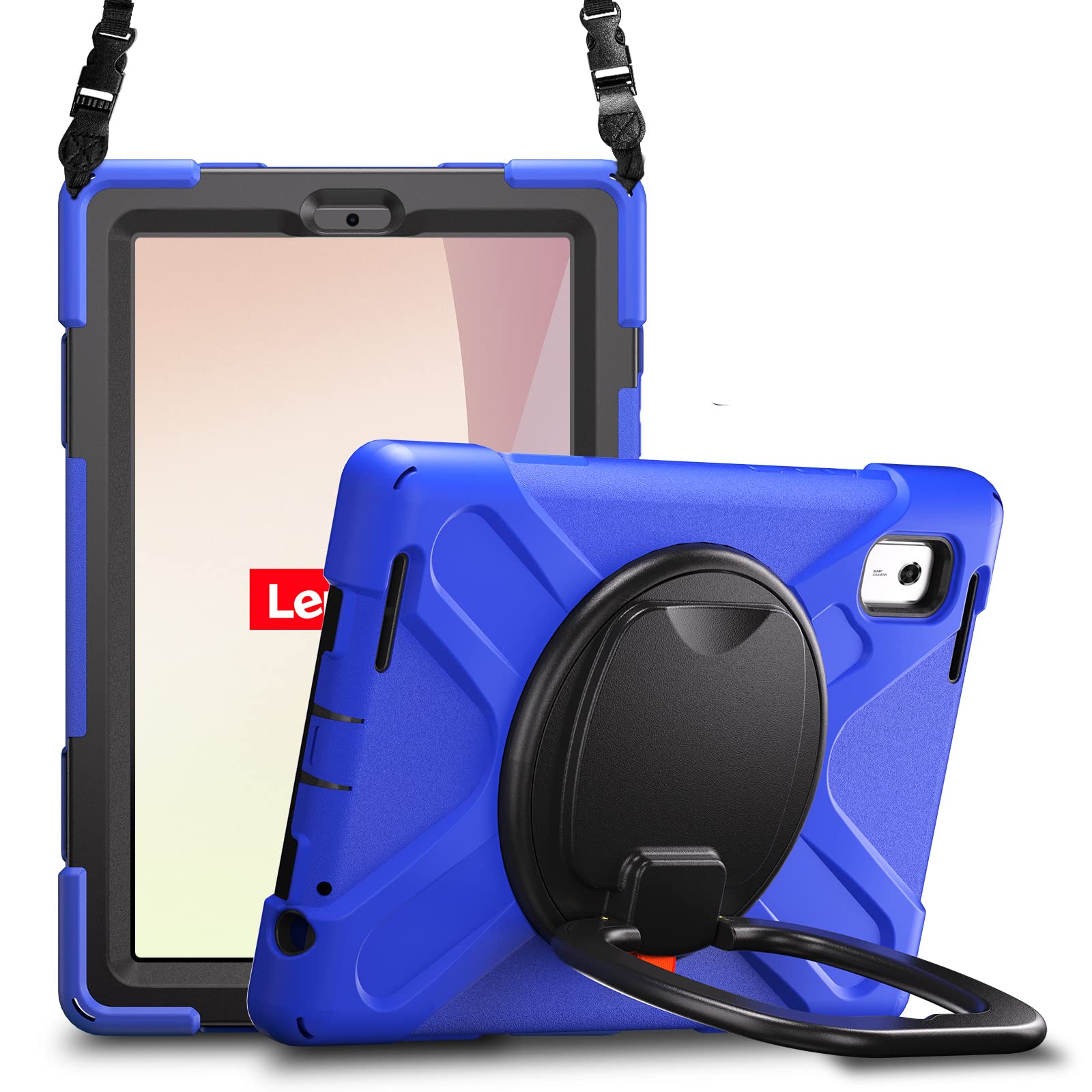 FONREST Rugged Case for Lenovo-Tab-M9 (TB-310FU) 2023 w/ 360° Rotating Hanging Ring Handle Kickstand, Heavy Duty Hybrid Shock-Proof Armor Cover with