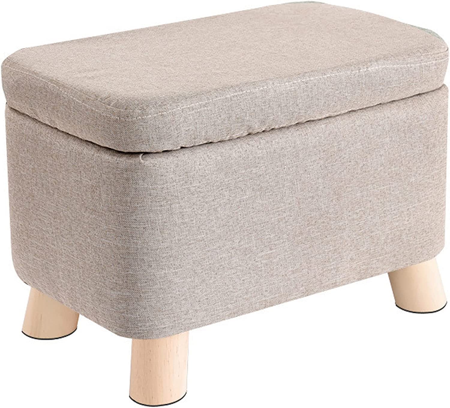 Repose-pieds ottoman beige avec siège rembourré confortable et multifonction