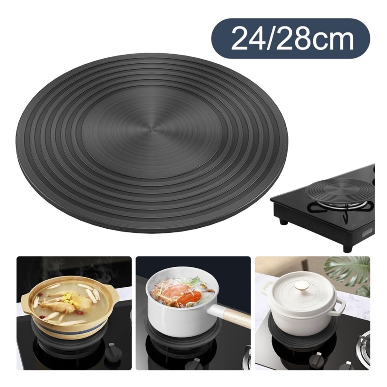 Difusor De Calor De Cocina De 24/28 Cm, Distribuidor Absorbente, Placa De Conducción De Calor, Estufa De Gas De Acero Inoxidable, Accesorio for Estufa De Cocina, Almohadilla Difusora(24cm)