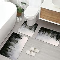 Vista 9 de MUGINYU Juego de 3 alfombras de baño de hojas verdes, diseño floral de primavera bohemio de secado rápido, plantas de eucalipto minimalista de goma