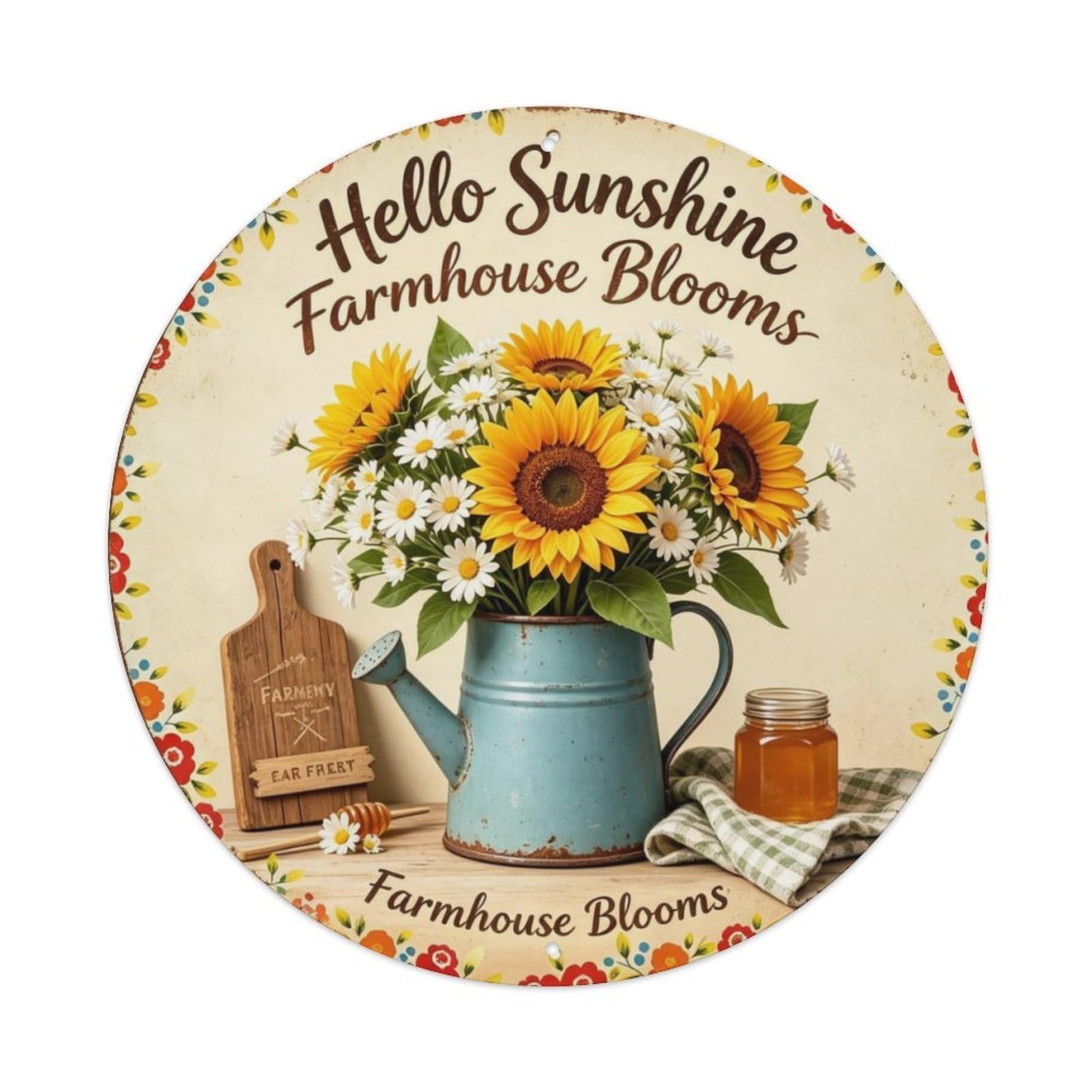 Farmhouse Blooms Metal Tin Sign Plaque