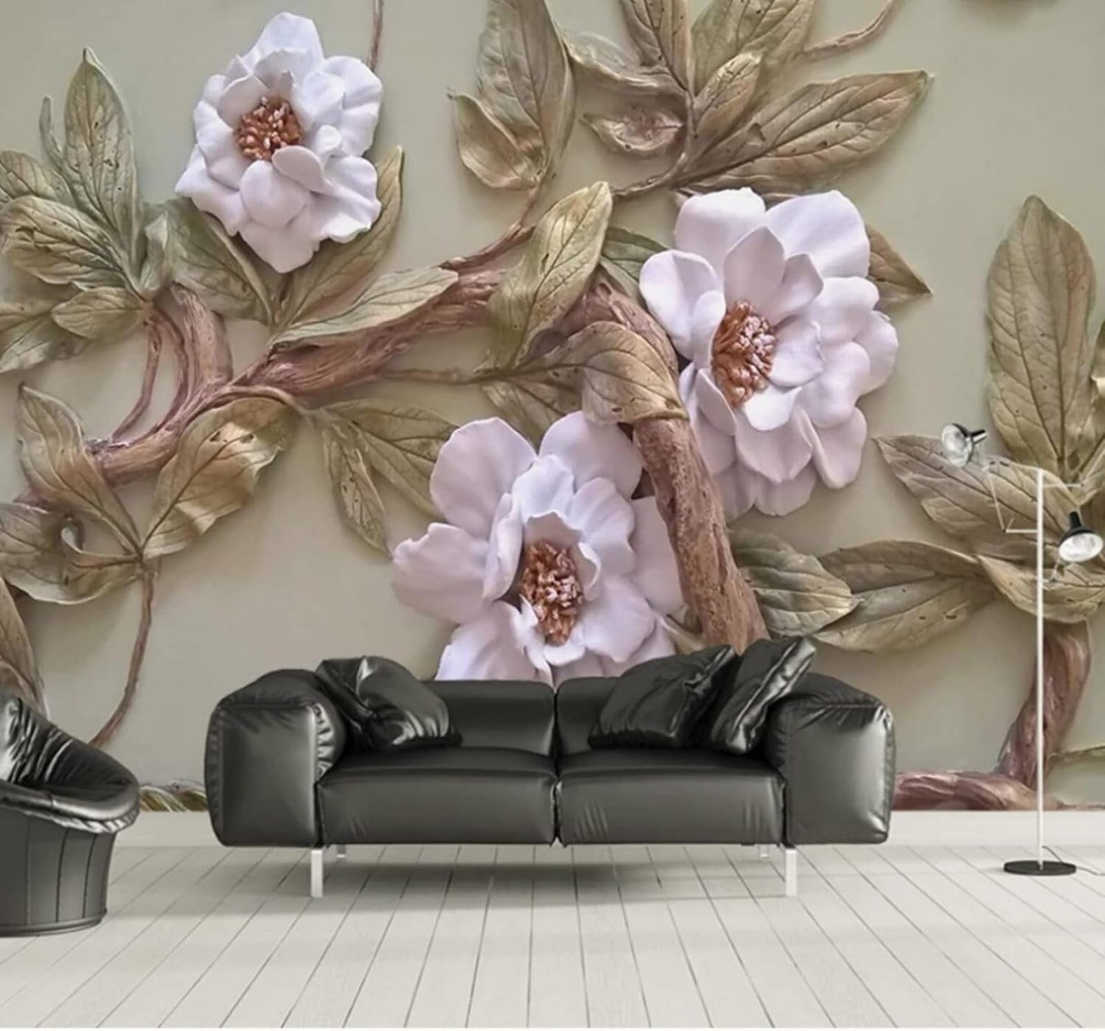 XLMING Three Dimensional Relief Flowers Trees Art 3D Wallpaper Luxury Home Dining Decor Paste Sofa Living Room The Wall for Bedroom Mural-150cm×105cm