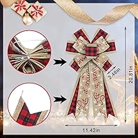 Vista 2 de Lazos para Coronas de Navidad, Lazos de Decoración Navideña Let It Snow Words, Lazos de Arpillera para Coronas, Lazos de Cinta de Navidad, Lazos