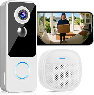 KAMEP Wireless Doorbell Camera 2K HD Head-to-Toe View, No Subscription, Battery Powered, 2-Way Talk, Alexa/Google, Chime Included
