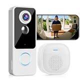 Doorbell Camera Wireless,2K FHD Head-to-Toe Video, no Subscription,Two-Way Talk, Smart Home Video Doorbell with Chime,Battery Powered,Motion Detection & Alerts,Works with Alexa & Google(2.4G WiFi)
