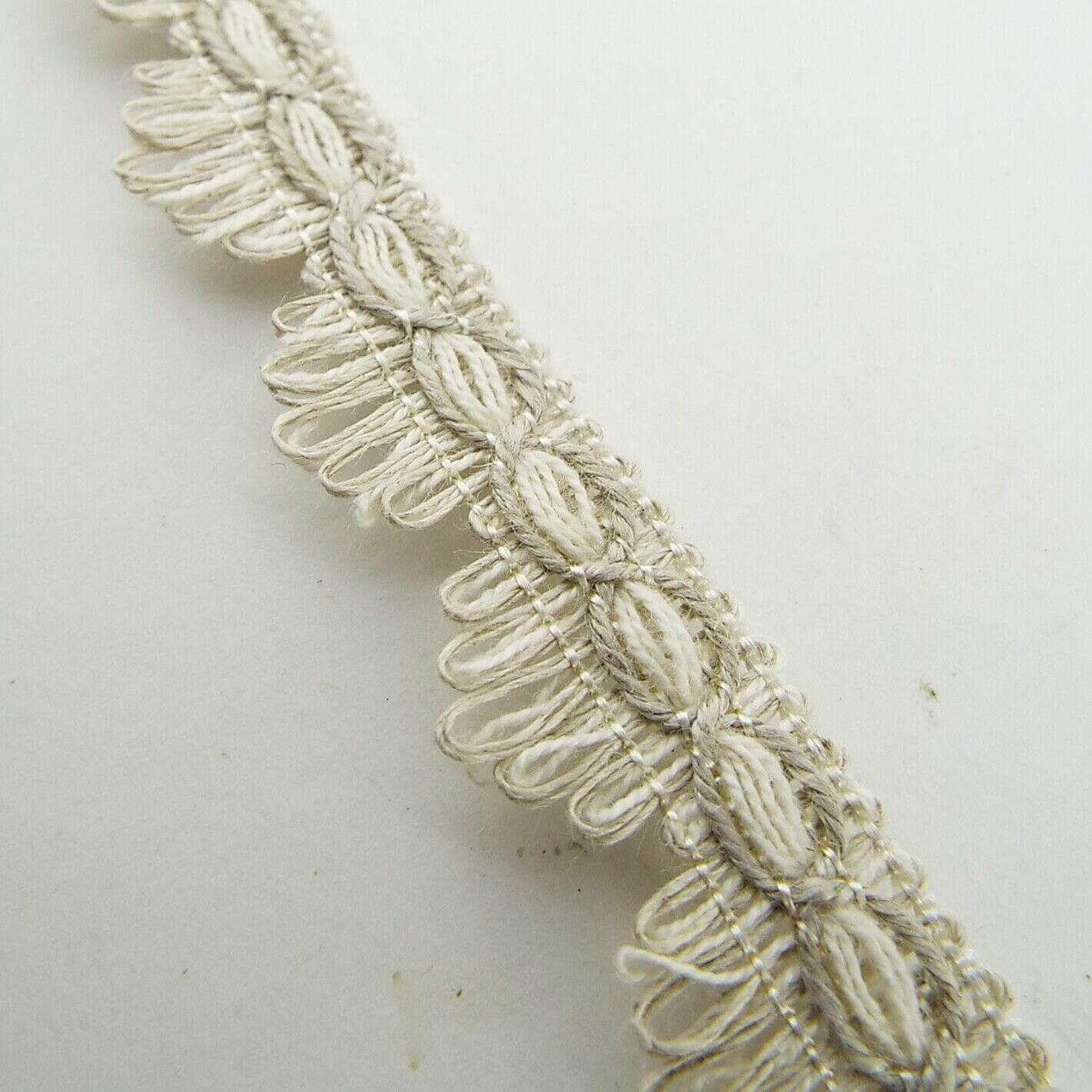 16mm Cotton Linen Mix Natural Fan Edge Fringe Braid Gimp 3 Colors 2 4 Meter 441D, Linen Cotton, 2 Metres