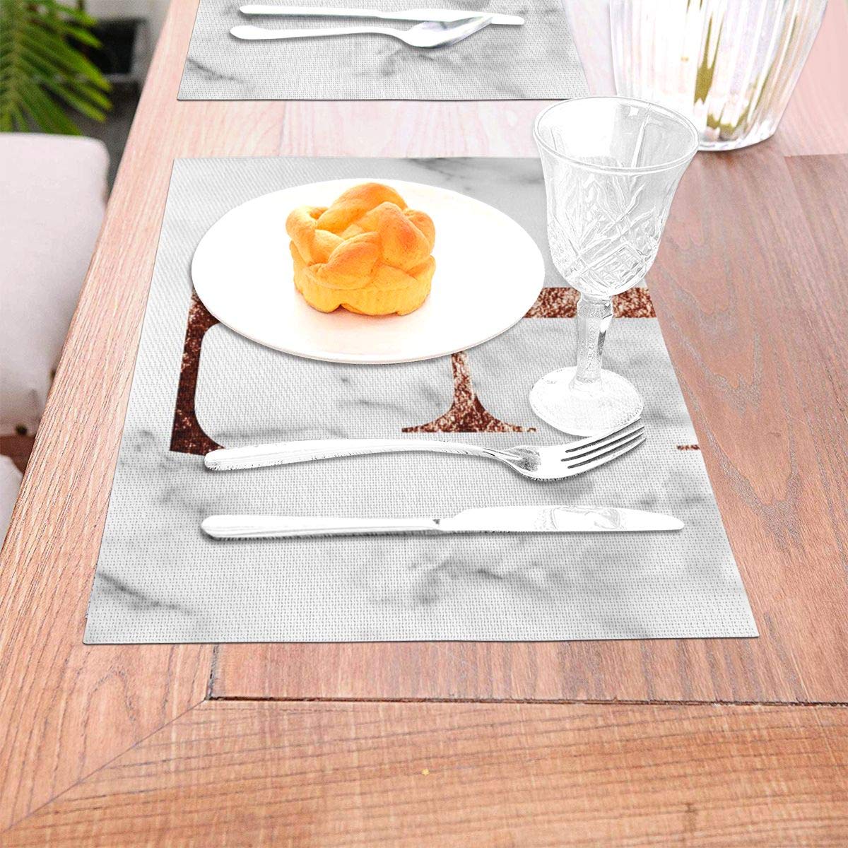 not Monogram Rose Marble E Woven Placemat6 Piece Set of Placemats Pc Party Kitchen Dining Room Home Table Food Dinnerware Tableware Dishware Dishes Mat