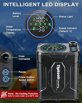 13000mAh Long-lasting Portable Camping Shower for Camping Hiking