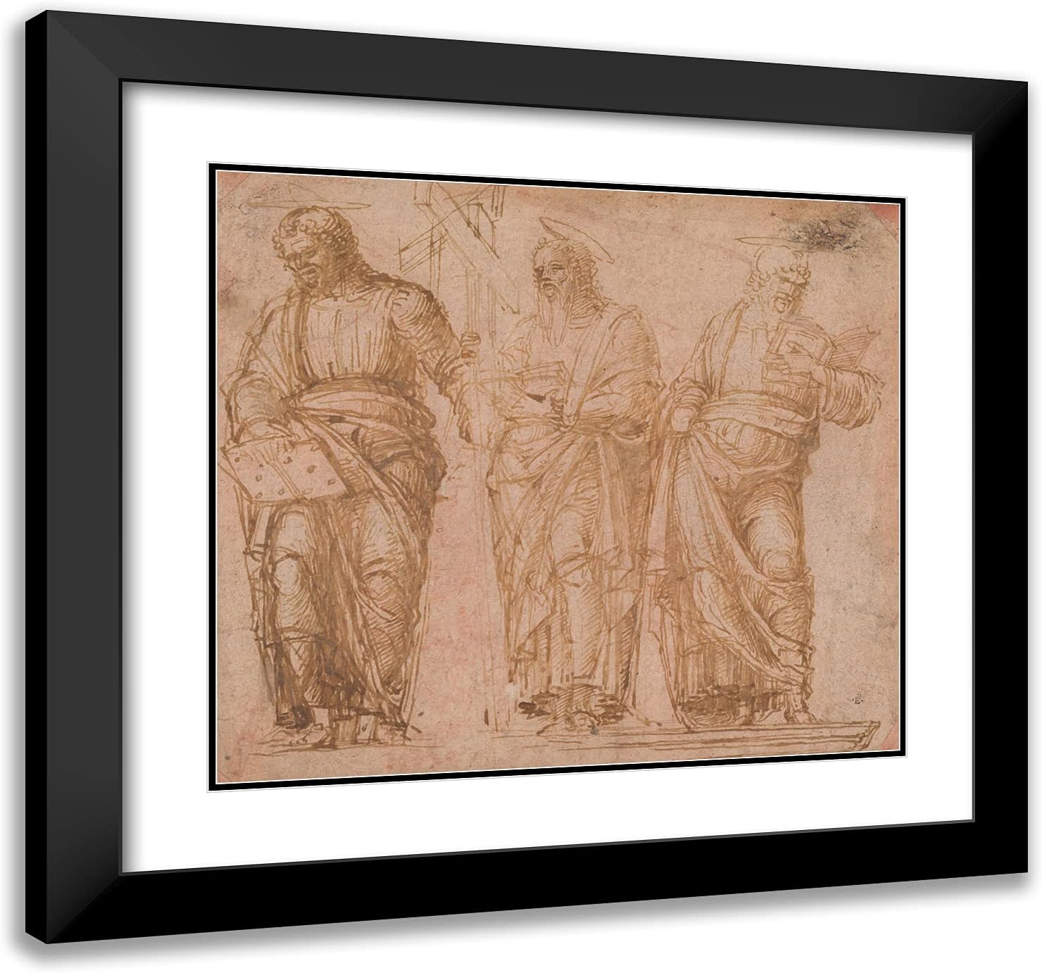 ArtDirect Mantegna, Andrea 21x20 Gold Ornate Framed Art Print with Double Matting Titled: Three Standing Saints