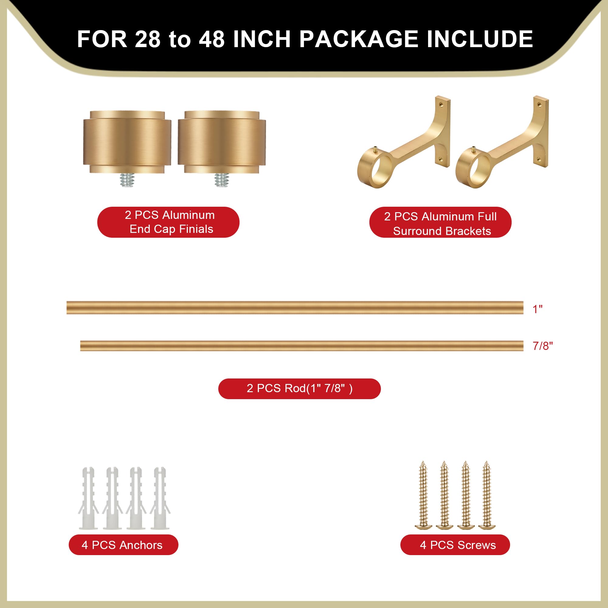 Warm Gold Curtain Rods - Adjustable & FREE SHIPPING -5