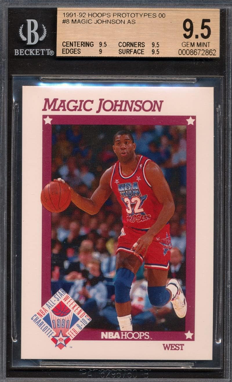 1991-92 Hoops Prototypes #008 Magic Johnson Basketball Card Graded BGS 9.5 * 862