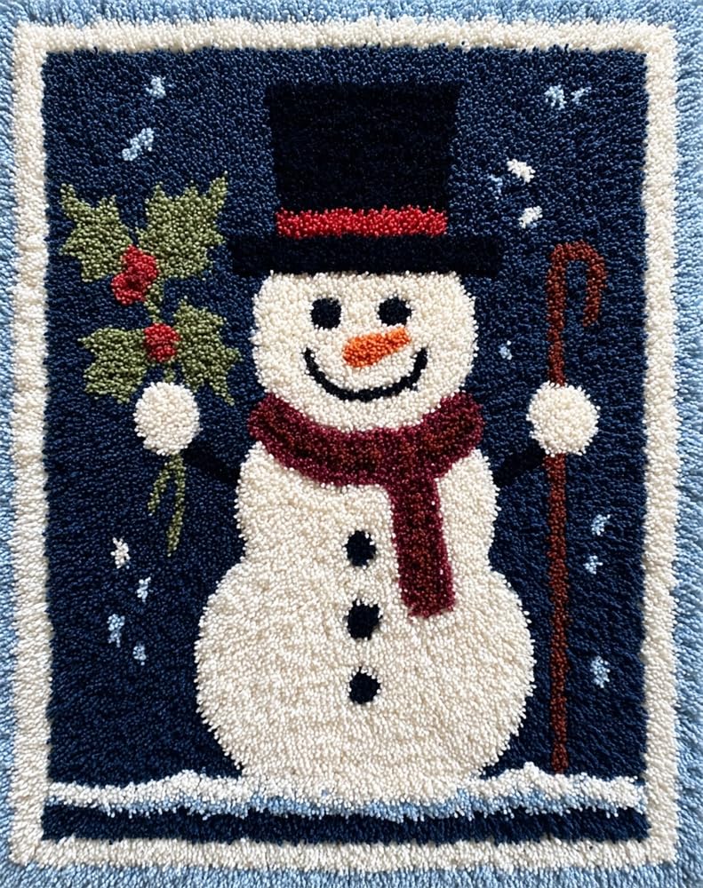 FWRTYCB DIY Latch Hook Rug Kit Christmas Snowman Xmas Father