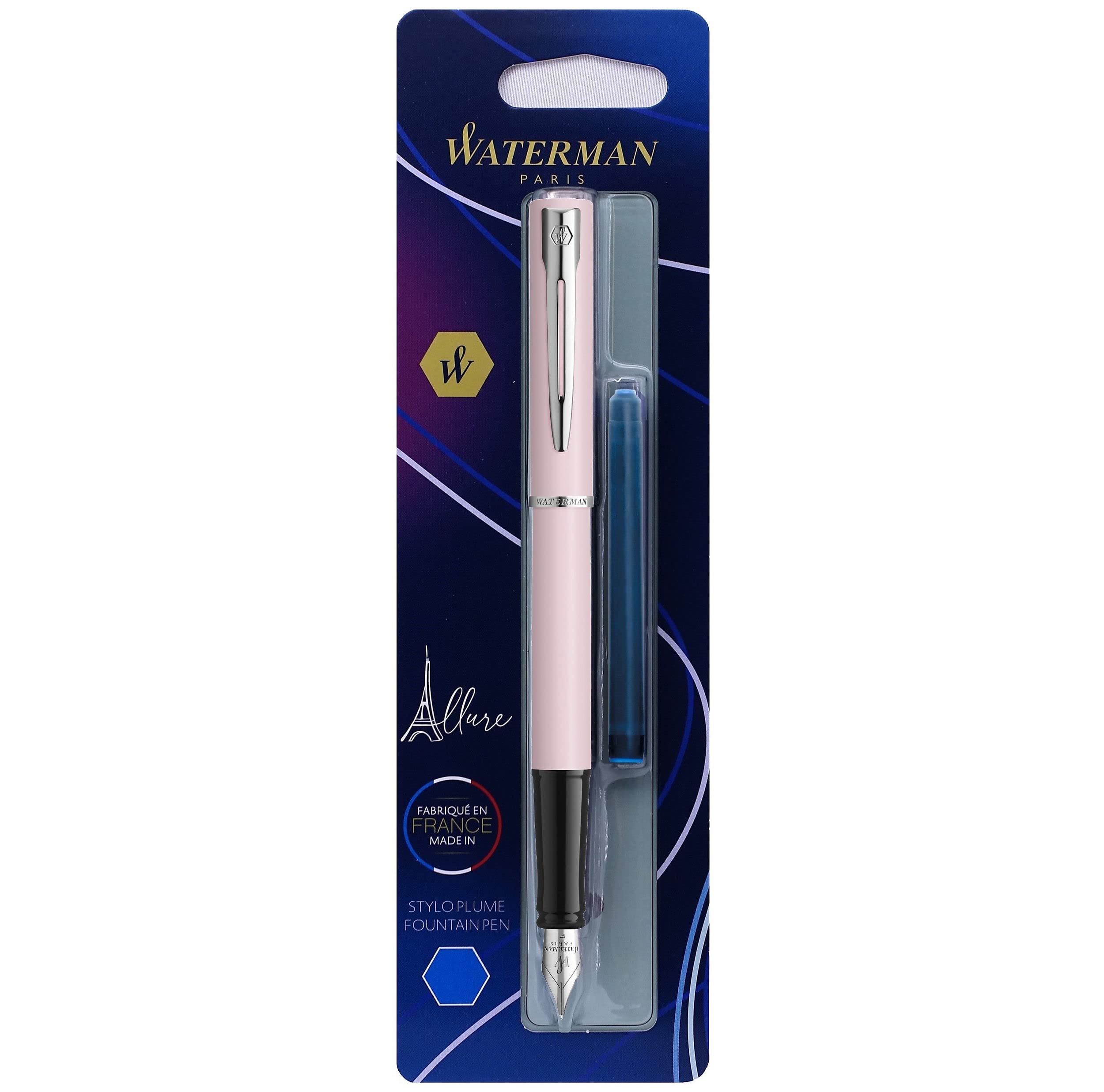 WATERMAN Allure Pastel - Fountain Pen, Pastel Pink barrel, Fine Nib - Blister