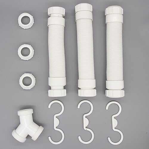 Miniatura 3 de Drenaje de fregadero de doble cuenco de 1 12 o 1 14 pulgadas, solución todo en uno expandible y flexible para kit de drenaje de fregadero de cocina,