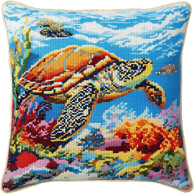 Walluminati Needlepoint Pillow Kit, Dragonfly Stamped Cross Stitch Pillow Kits Embroidery Pillowcase 11CT Counted Needlepoint Handmade Cushion Cover for Home Decor 18x18inch