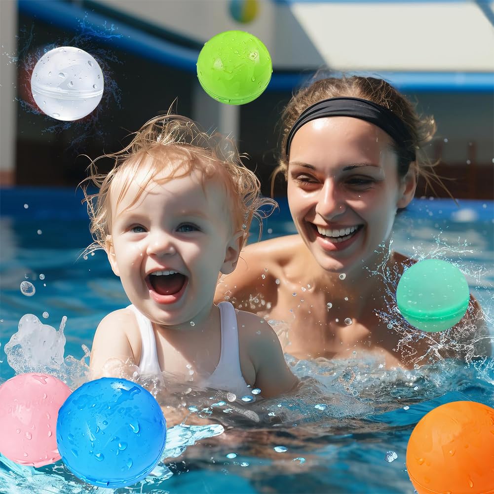 6 Globos de Agua Reutilizables, Globos de Agua Hinchables Rápidos de Silicona de Colores, Juguetes para Piscina, Playa, Cumpleaños y Actividades Juegos al Aire Libre