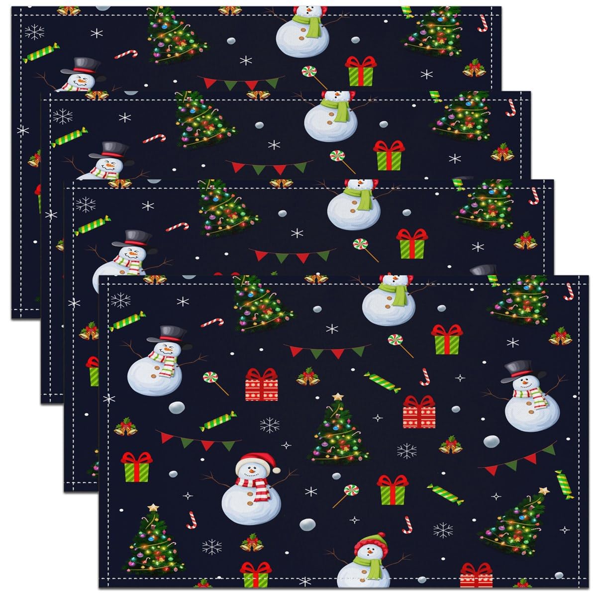 Christmas Placemat Kitchen Dining Table 45X30cm Christmas Decor Placemat Kitchen Dining Table Set Table Place Mats Christmas Tree Black Decor Table Mats Placemat