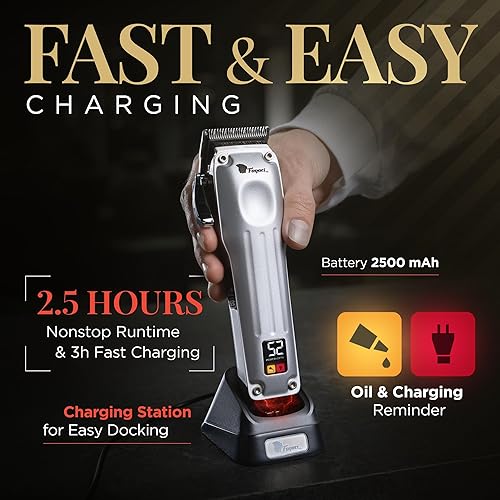 Miniatura 6 de Fagaci Cortapelos profesionales para hombres con precisión superior, afilado 5 veces más largo, cortapelos profesionales de peluquería inalámbricos