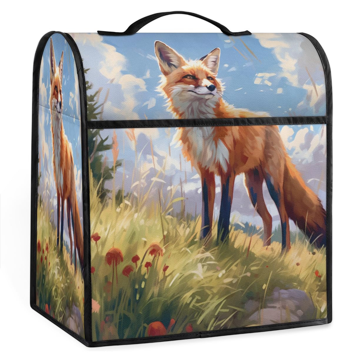 Coffee Maker Cover Watercolor Fox Kitchen Appliance Covers Small Appliance Covers Blender Cover Juicer Cover Dust Covers for Kitchen Appliances with Top Handle and Pockets,Washable,C551