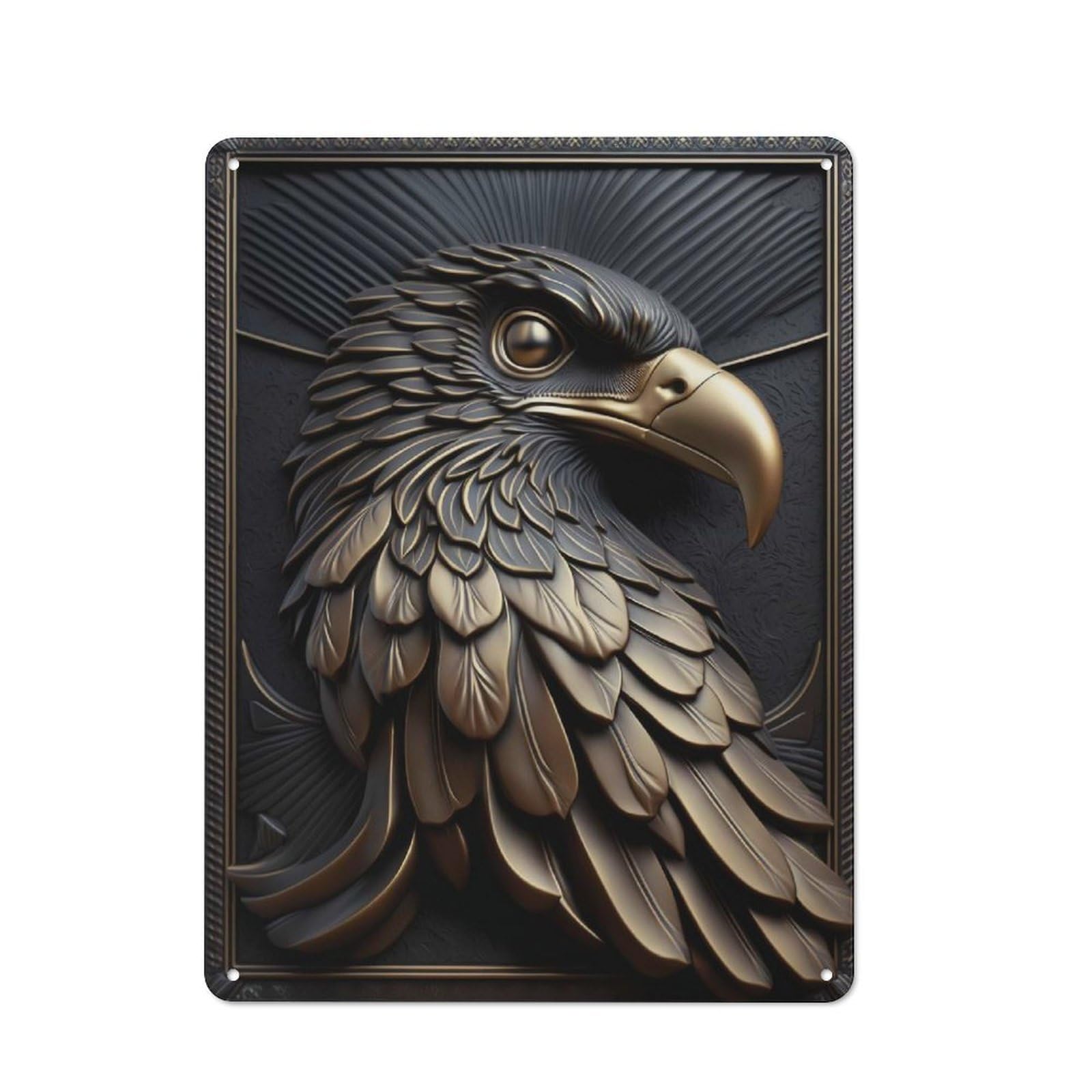 Junmoney Style Eagle Gold Decor Country Vintage Metal Wall Decor 40X30cm, Country Metal Sign For Kitchen, Cottage, Porch Or Garden Room