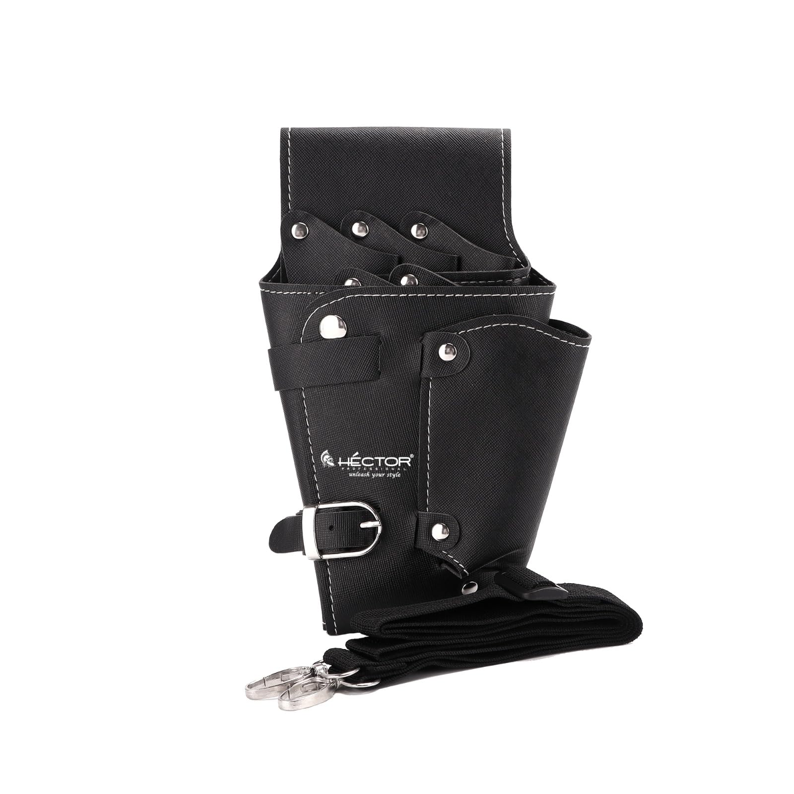 HECTOR Professional Leather Scissors Belt Kit Pouch with Metal Studs, Black-image-32