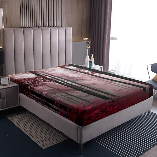 Miniatura 7 de Erosebridal National Parks - Juego de sábanas de paisaje ahumado canadiense al aire libre, paisajes artísticos, sábana bajera ajustable, diseño de