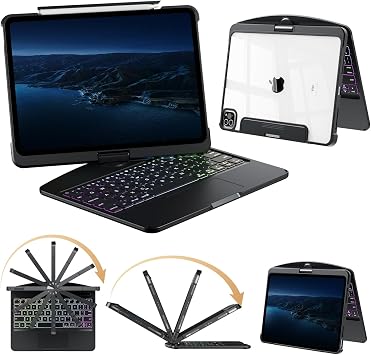 360Rotation Keyboard Case for iPad Pro 11M5/M4 2025/2024with Trackpad