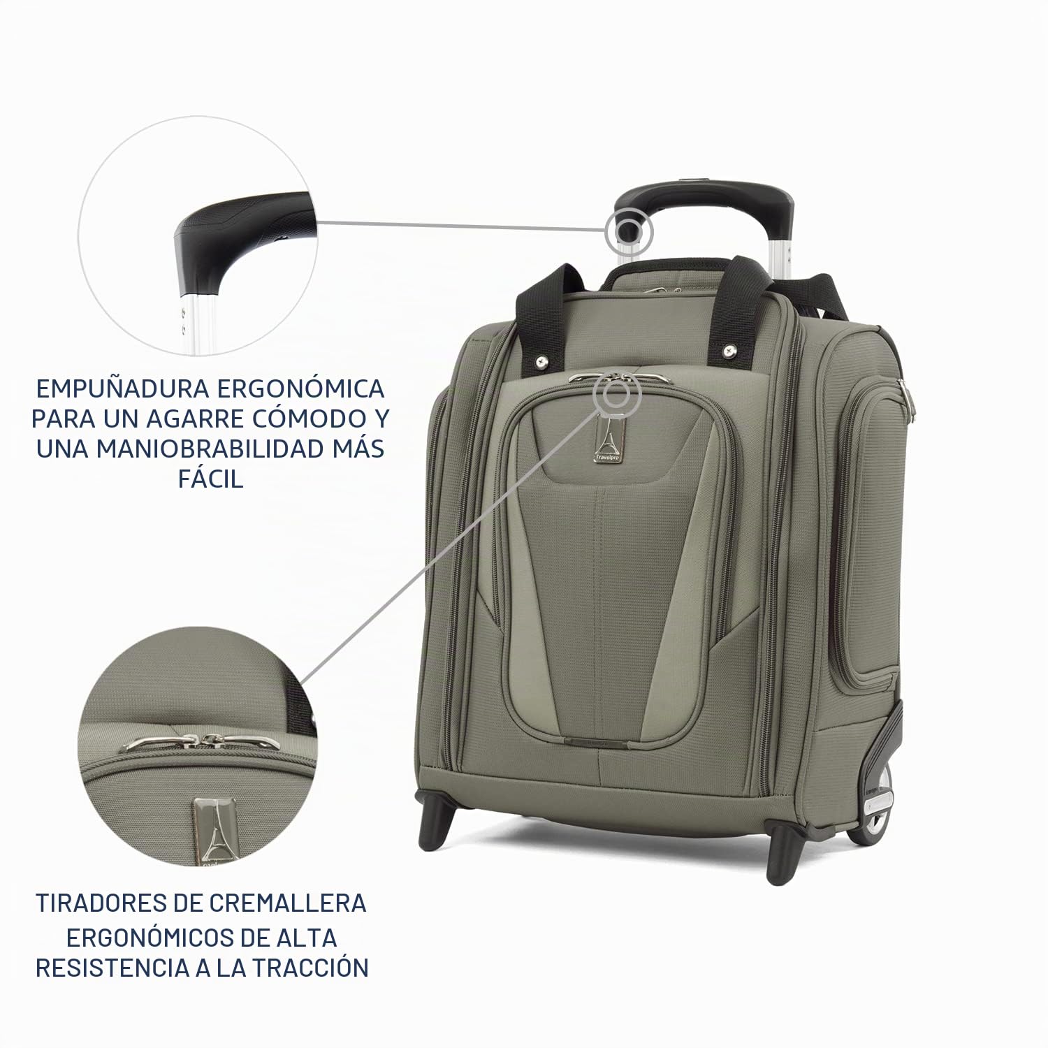 Travelpro Maxlite 5 equipaje debajo del asiento con 2 ruedas y funda para laptop - ligera Maleta de mano con bolsillo impermeable removible y colgante - Maleta de viaje verde pizarra-39x34x21cm