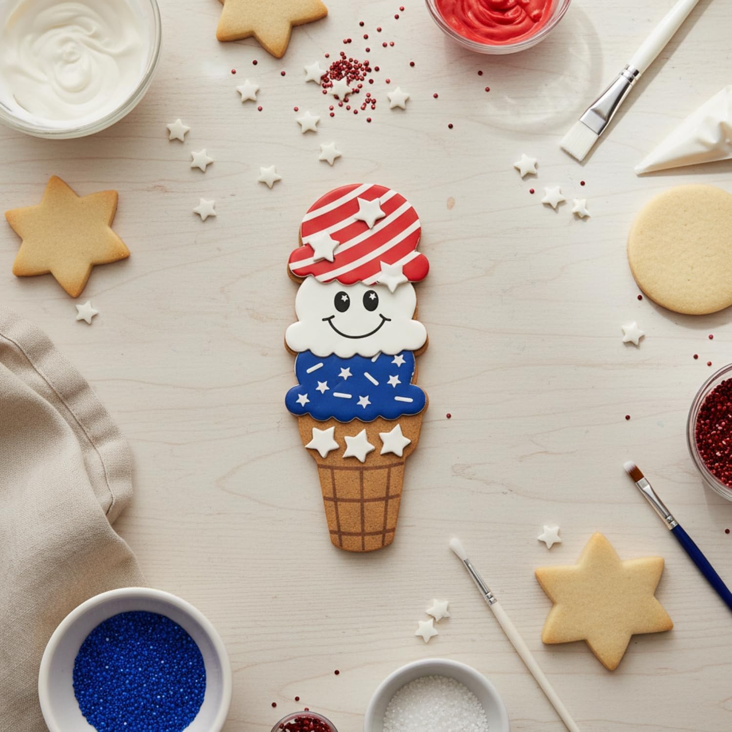 Fun Express 1 3/4" x 4 1/2" Patriotic Ice Cream Cone Magnet Craft Kit - Makes 12
