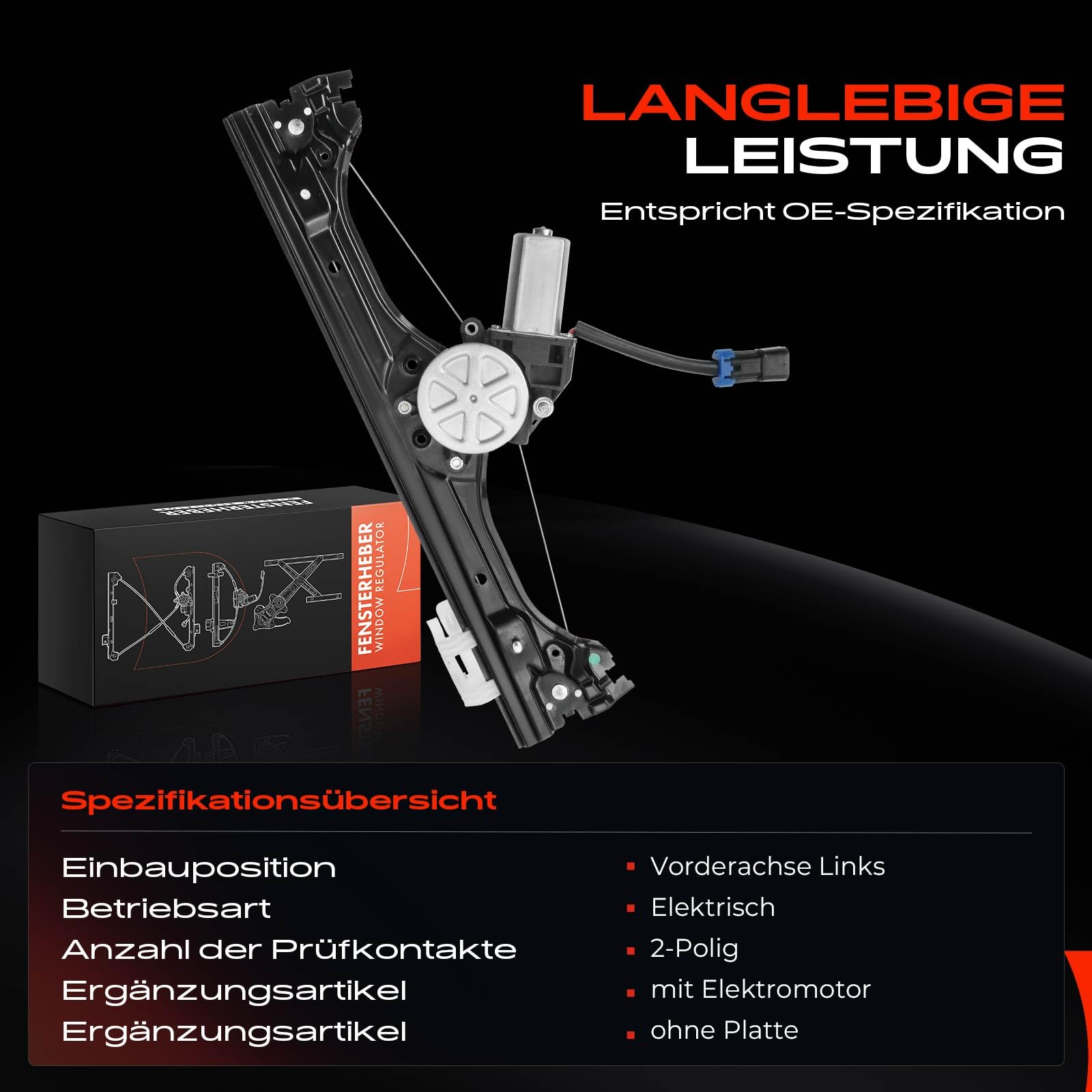 Frankberg Alzacristallo Meccanismo alzacristallo Elettrico con Motore 2-Poli Anteriore sinistro senza piastra 2/3 porte Compatibile con 500 312 500C/595C/695C Replace# 68070267AC