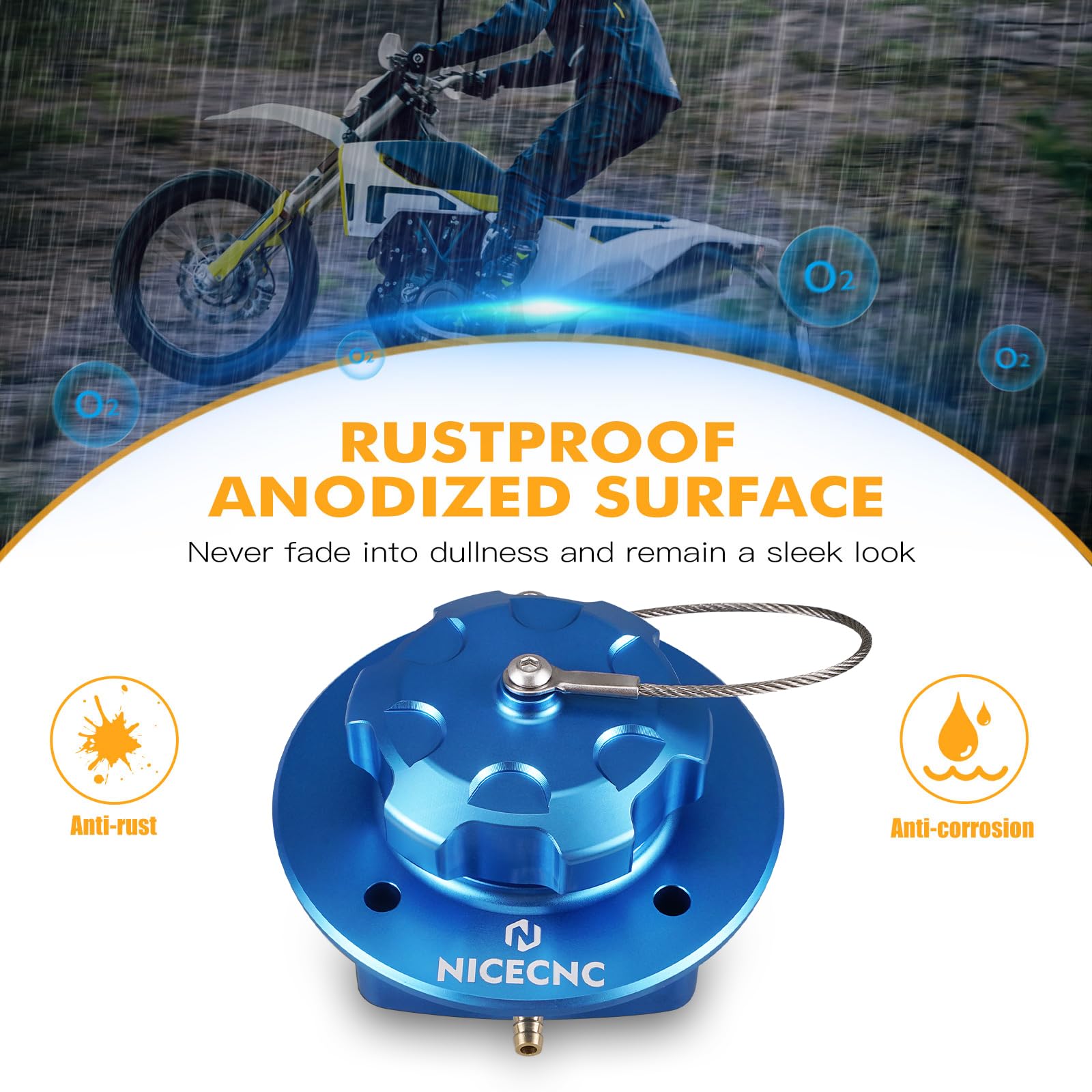 NICECNC Tapa de llenado de Aceite para Tanque de Combustible de Motocicleta, Color Azul, Compatible with GasGas 700 Enduro y Supermoto 2022-2024, llenado de Tanque de Combustible Compatible with