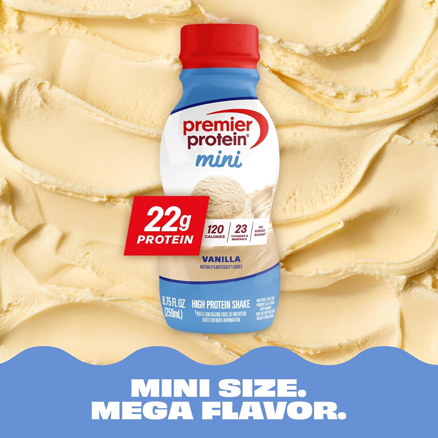 Premier Protein Shake MINIs, Vanilla, 22g Protein, 120 Calories, No Added Sugar, 8.75 fl oz, 12 Pack