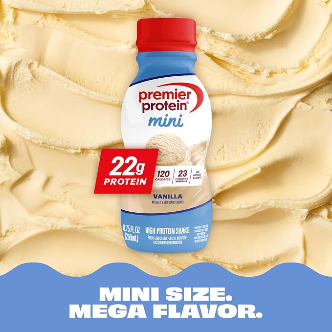 Premier Protein Shake MINIs, Vanilla, 22g Protein, 120 Calories, No Added Sugar, 8.75 fl oz, 12 Pack miniatura 5