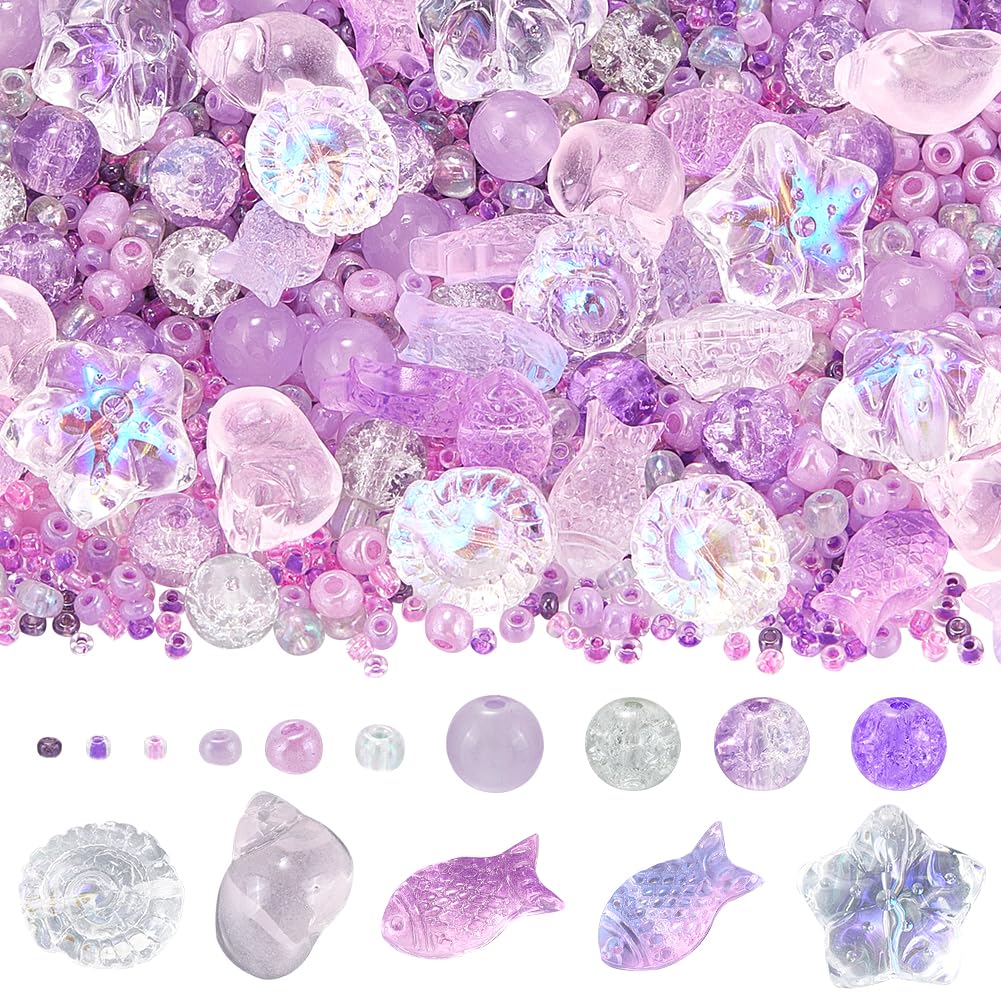 Perles de verre violettes SUNNYCLUE avec boîte pour éviter la perte des pièces
