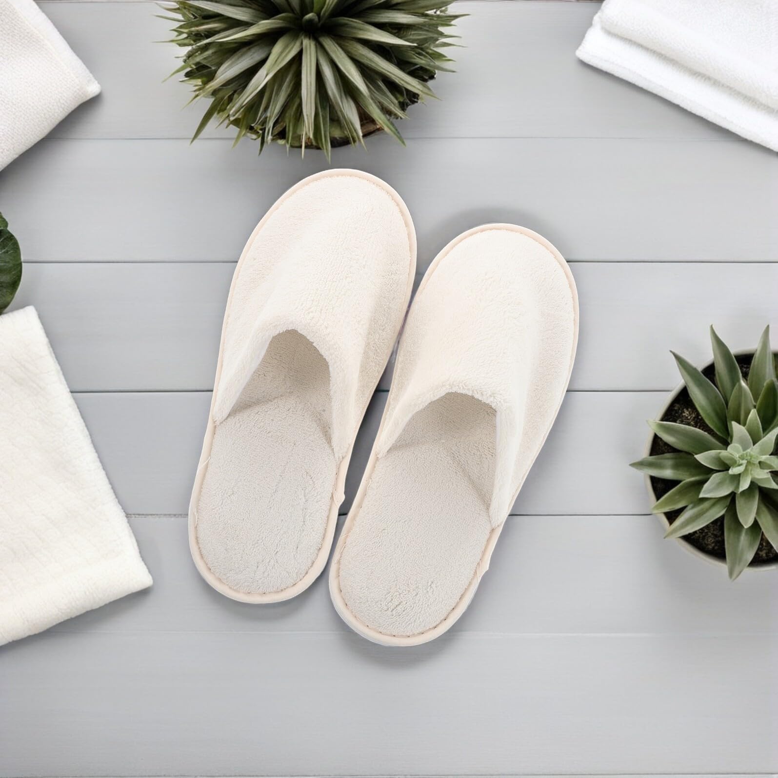 CALLARON 6pares Zapatillas de Hotel Unisex Zapatillas Lavables Máquina de Viaje Plegables para Hoteles Baños y Casas de Huéspedes Paquete Color Neutro