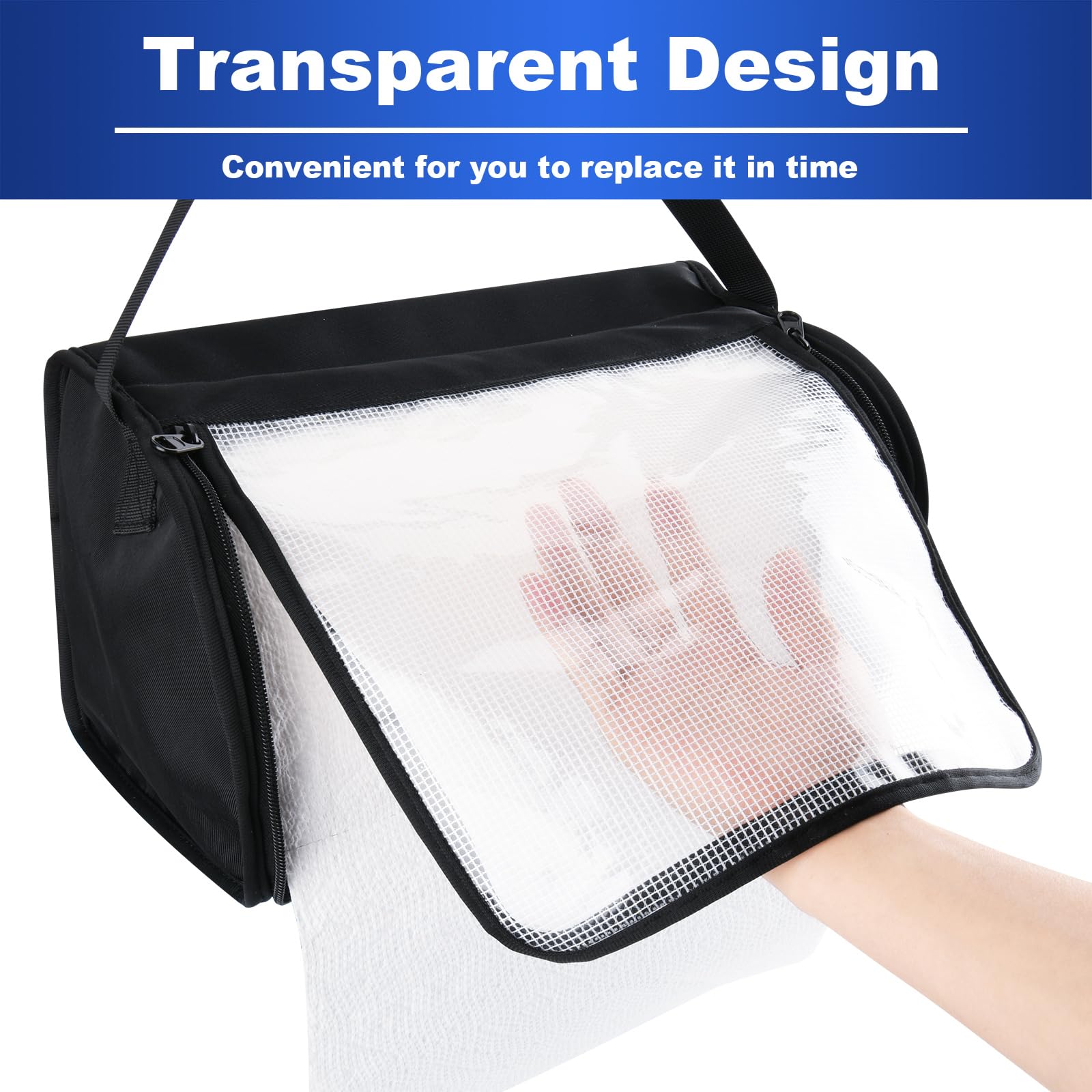 Soporte para toallas de papel de cocina, dispensador de toallas de papel colgante con cubierta transparente, papel fácil de rasgar, impermeable, soporte para toallas para organización y almacenamiento 3