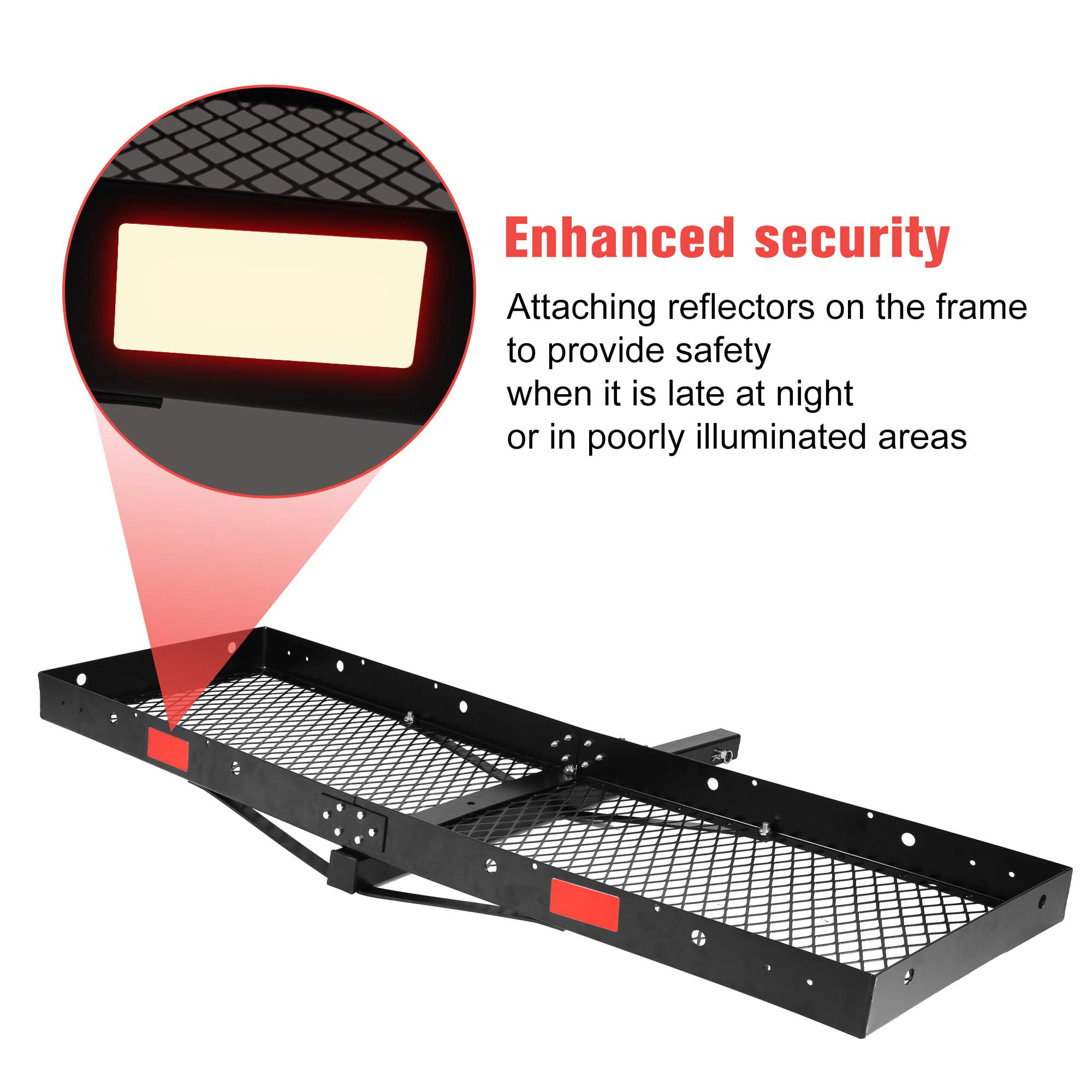 LUCKYERMORE 500LBS Capacity Folding Tray Hitch Mount Cargo Carrier 60’’x20’’x3’’Rear Cargo Rack