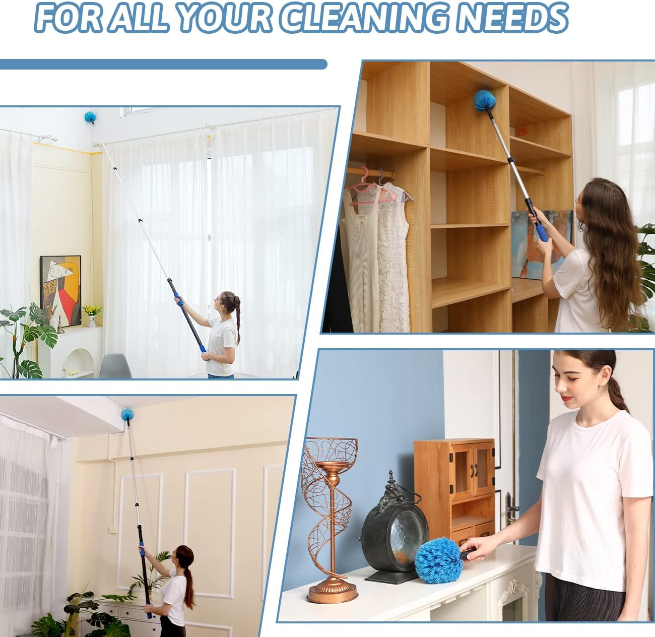 20 Foot Cobweb Duster with Extens Pole, Webster Cobweb Duster for High