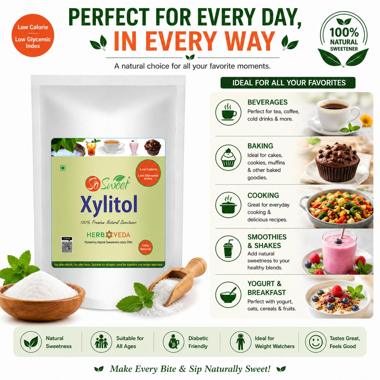 So Sweet Stevia Tablets 500 + Xylitol Powder 250g Sugar Free 100% Natural Sweetener-Pack of 2 — Amazon image 5