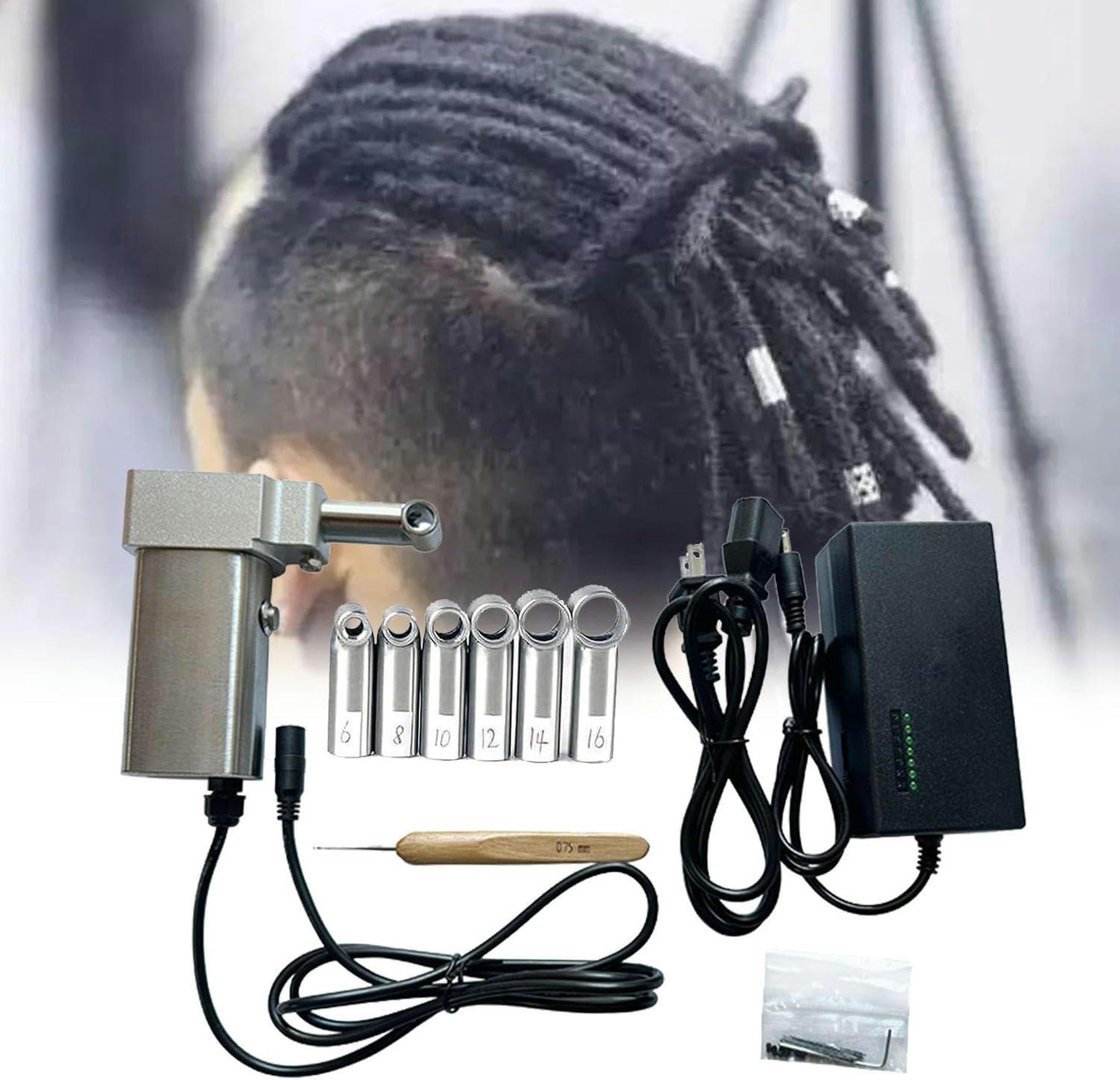 Machine de dreadlocks électriques avec 6 têtes de tressage et mini crochet automatique