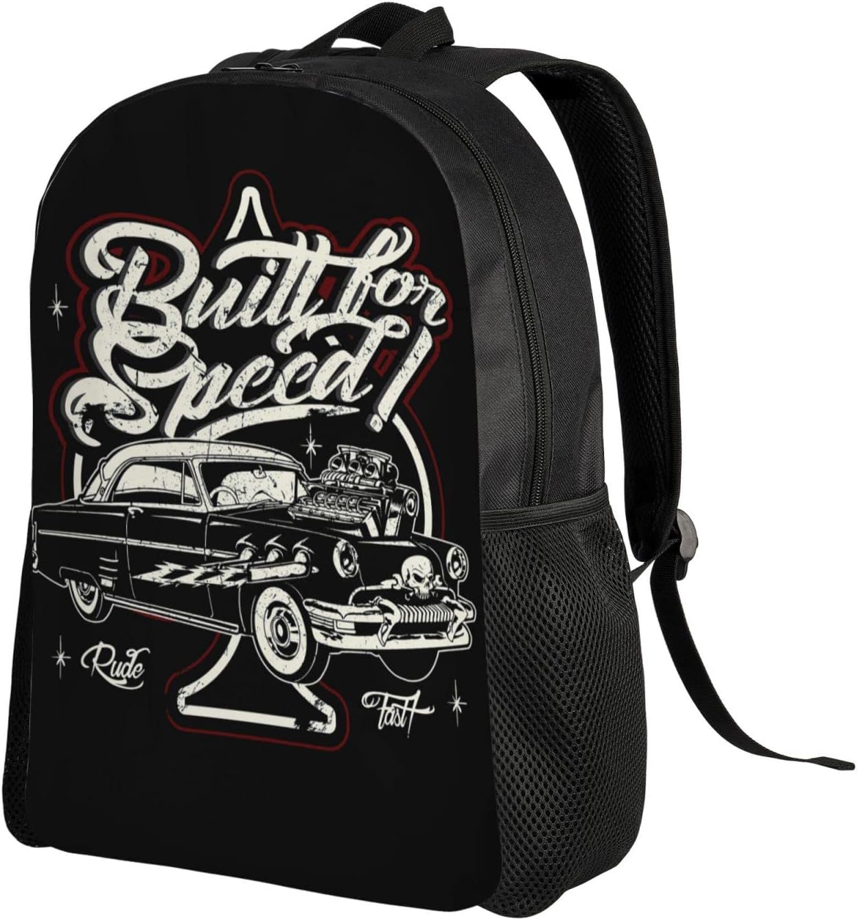 MENRIAOV Cartoon Retro Hot Rod Car Unisex Backpack Graphics Printed Bags Casual Lightweight Daypack Travel Computer Backpacks For 15 Inch Laptop