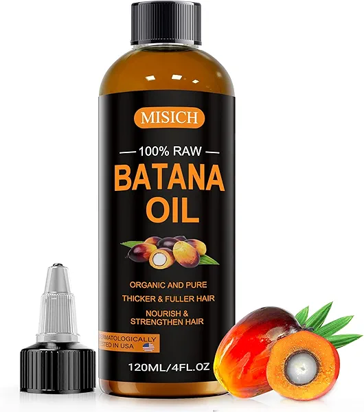 MISICH Dr Sebi Raw Batana Oil, 100% Natural Organic Hair Growth Oil for Men & Women, Sourced from Honduras, Pure, Unrefined, Enhances Thickness, Prevent Hair Loss 4 Oz