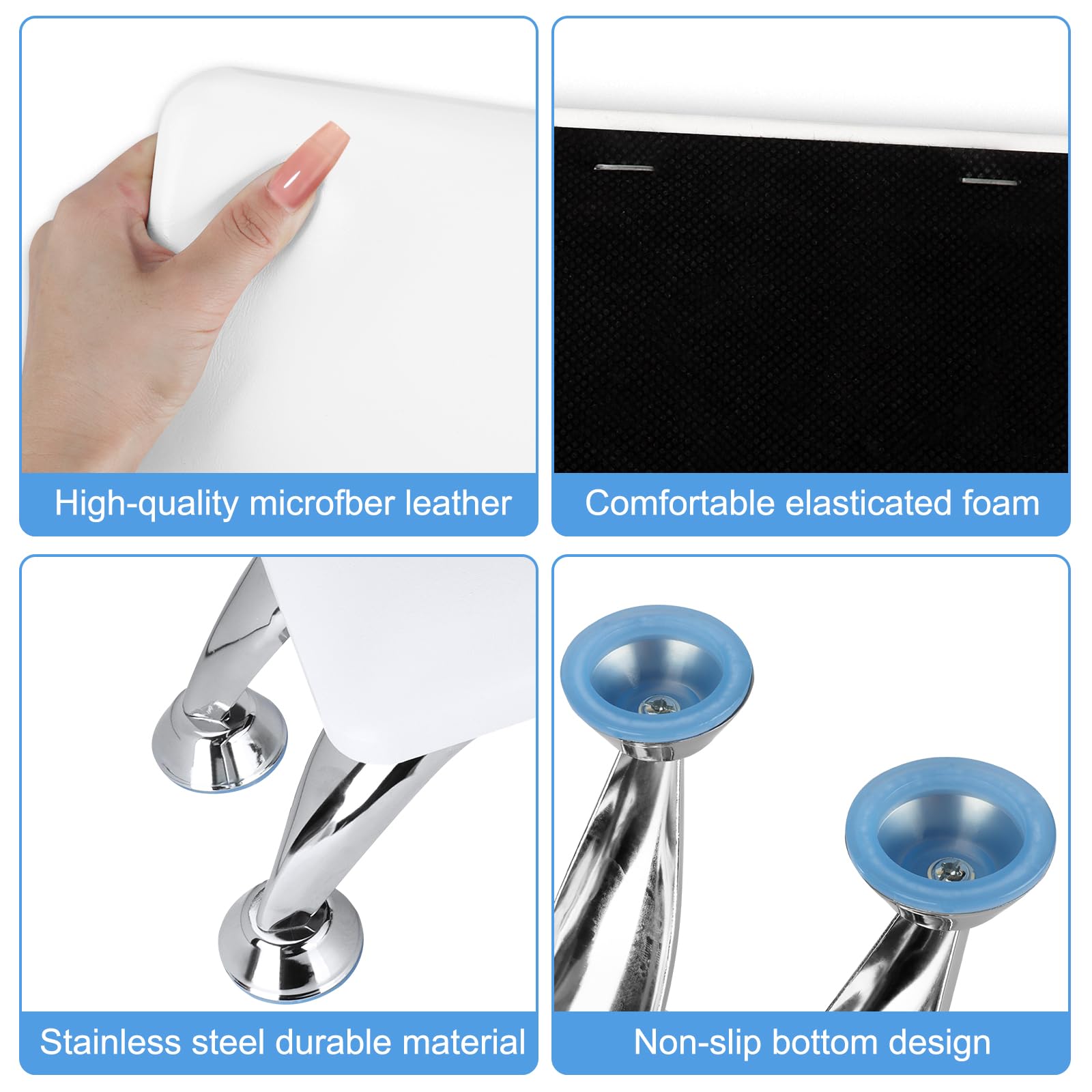 Cojín reposamanos para uñas,reposabrazos para uñas con soporte de acero inoxidable,Cojín de Mano de Manicura de Cuero de Microfibra ideal para salón de manicura,suave e impermeable (blanco)