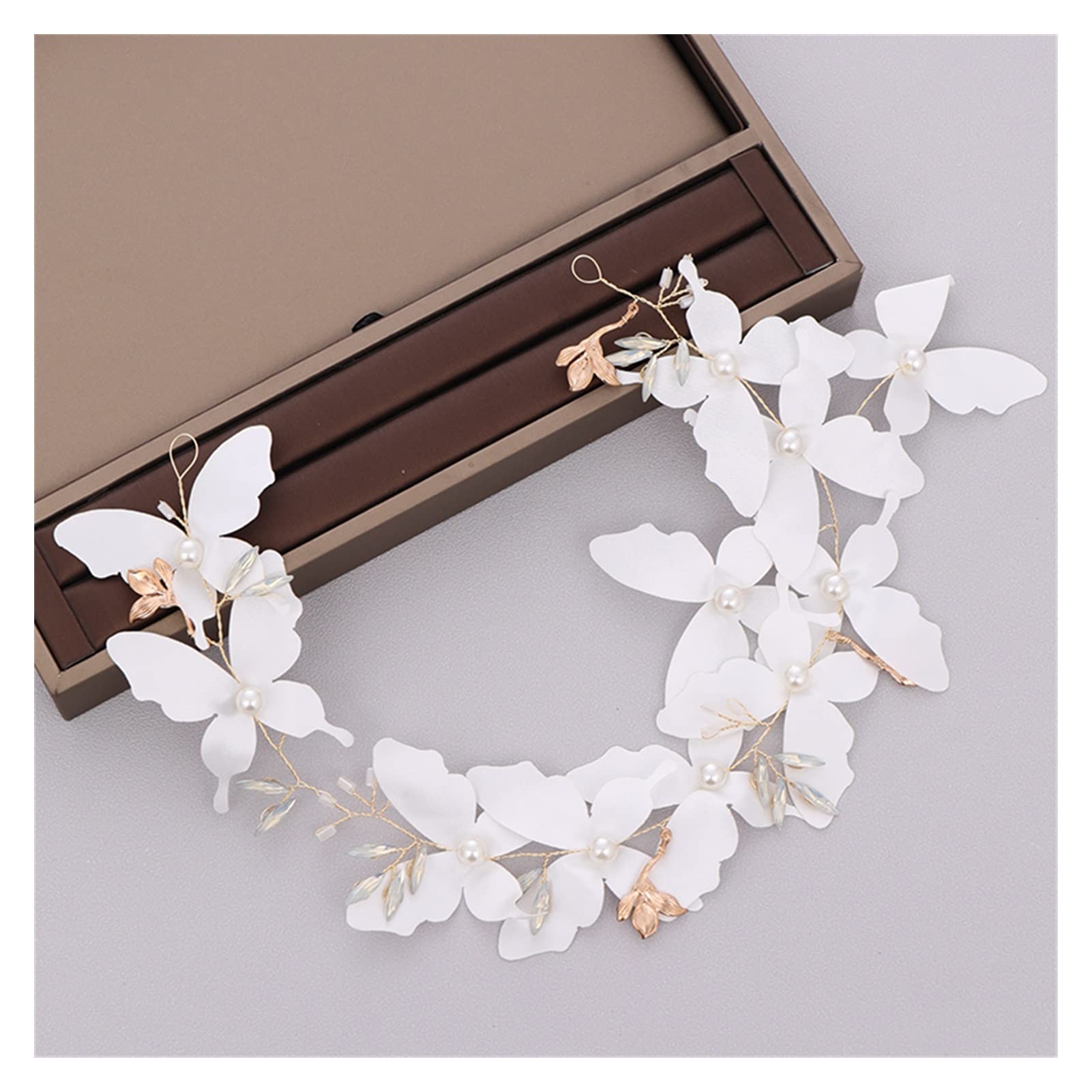 YBSHIN Perlen-Stirnband Mit Schmetterling – Goldfarben, Strass, Verstellbar, Für Damen & Mädchen